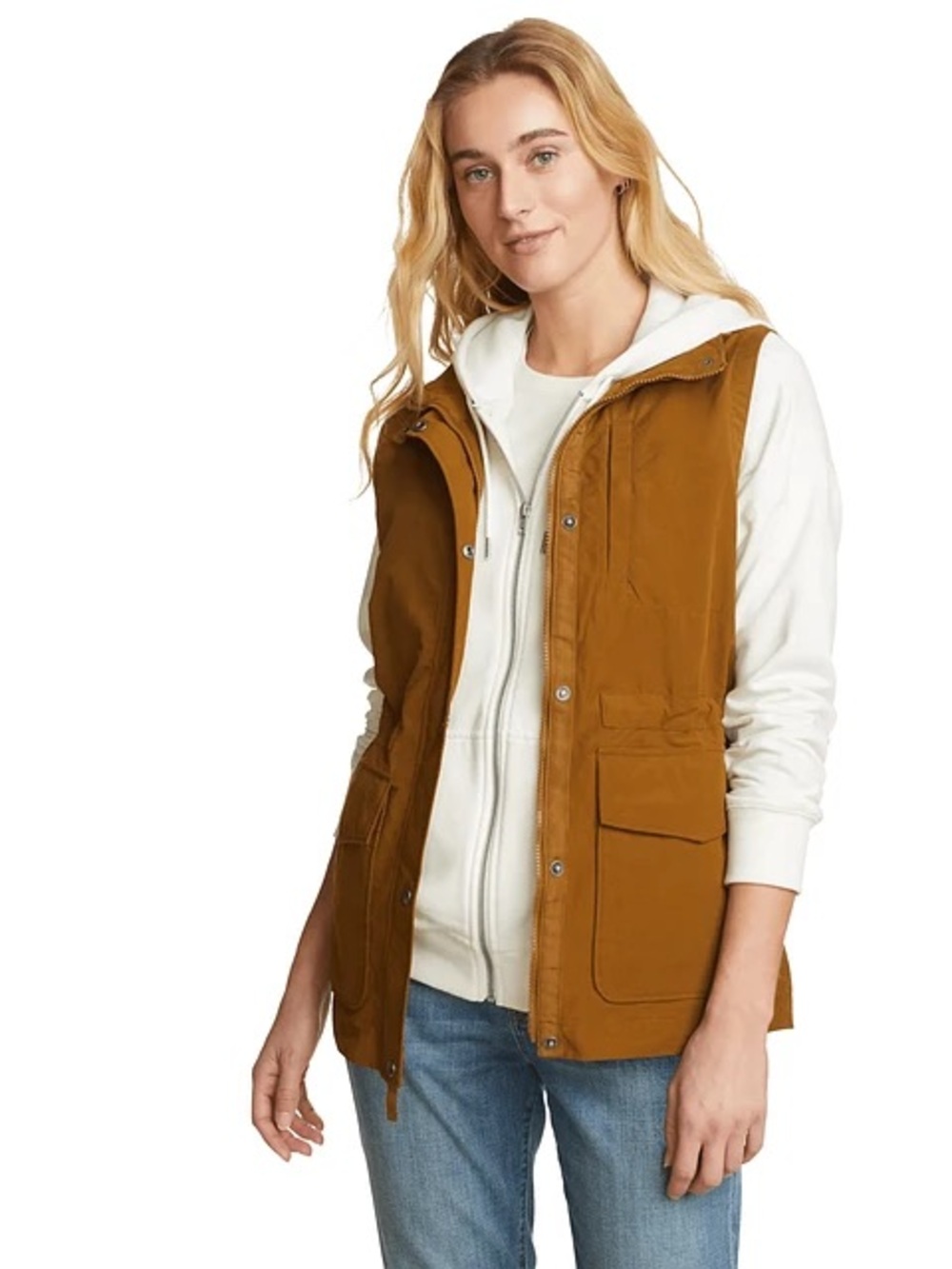 Eddie Bauer Trekker Women's 1X Utility Cargo Pocket Safari Vest Plus Size